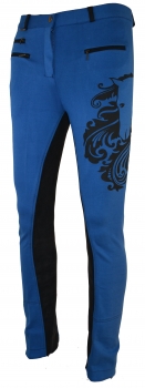 Kinder Jodhpurreithose  "Horse Print" in royal-blau